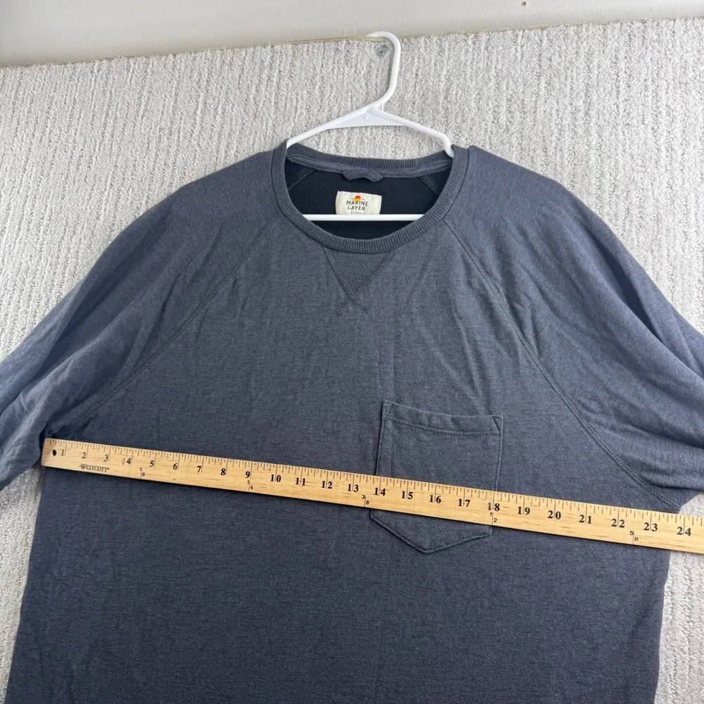 Marine Layer Mens Size XL Gray Long Sleeve Pocket Crewneck Sweatshirt Pullover